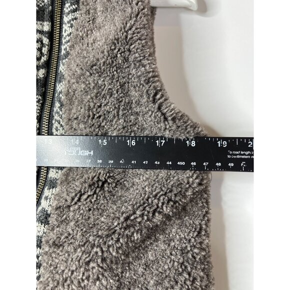 Dylan by True Grit Sherpa Vest S | Faux Fur Zip Front Gray Cozy Layer - Picture 12 of 13